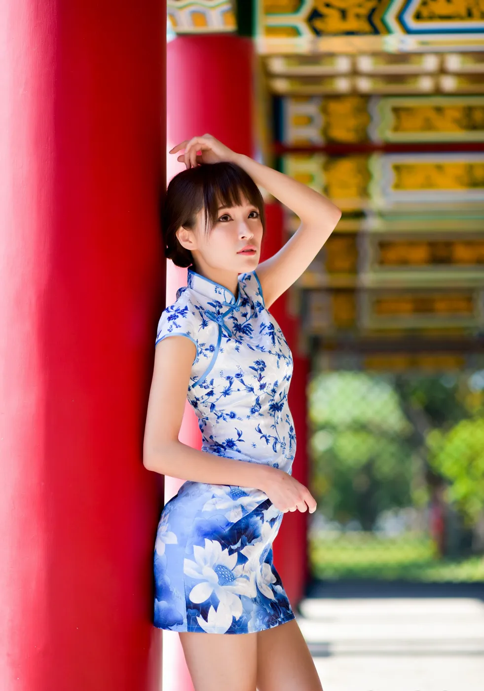 [Mzsock] NO.189 Miao Wanyu floral short cheongsam with high heels and beautiful legs street photography#[68P]-53